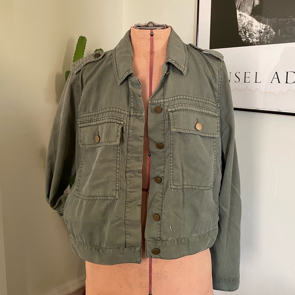 GAP Olive Green Utility Chore Jacket | Vintage Field Coat Gorpcore Aesthetic